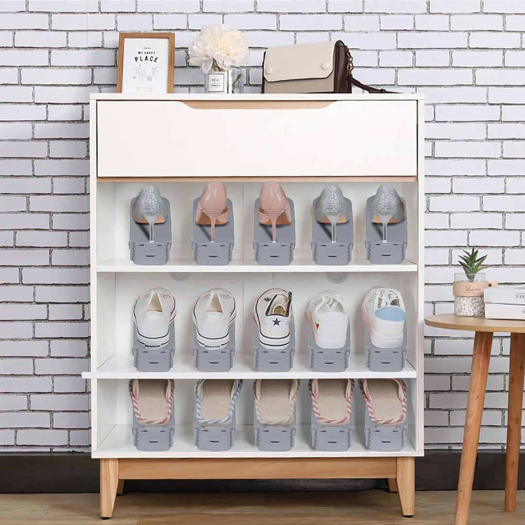 SUBTLETY Einstellbare Schuhstapler 30 Stück PP Schuhregale Höhenverstellbar Schuhorganizer Rutschfes