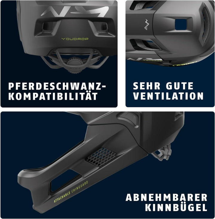 ABUS MTB-Helm YouDrop FF - Fullface-Helm für Kinder und Jugendliche - für den Einstieg in den Mounta