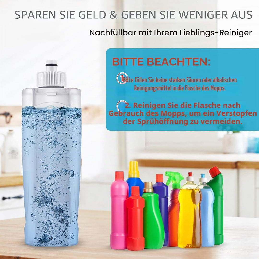Wischer mit Sprühfunktion, MEXERRIS Sprühwischer Bodenwischer mit Wassertank 360 Grad Rotierender Wi