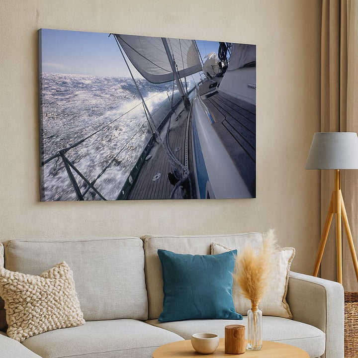 ARTTOR Bilder auf Leinwand 100x70cm Leinwandbild Boot Ozean Reise Yacht Gross Wanddeko Bild Schlafzi