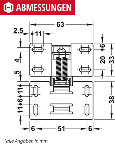 Gedotec Caravanscharnier Hochklappscharnier CH 600 Klappen-Scharnier mit SOFT-CLOSE Dämpfung | Möbel