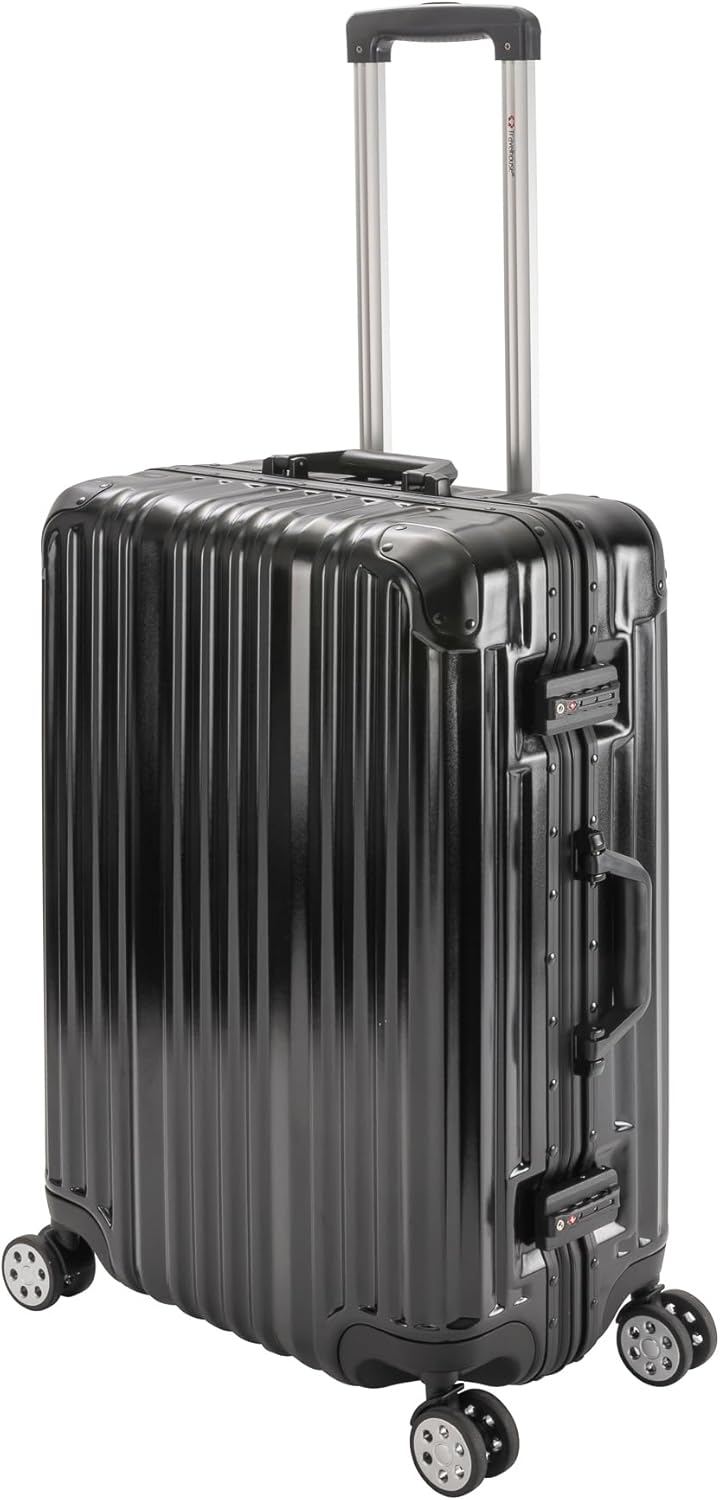 Travelhouse London Koffer Schwarz M-65cm · Alu-Rahmen · Polykarbonat Hartschale · Trolley Reisekoffe