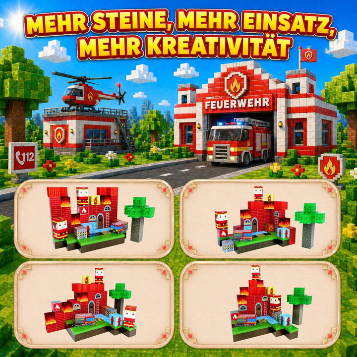 Spiele Kontor Magnetische Bausteine Feuerwehr - 80 Stück Magnetbausteine | Kinderspielzeug für Junge