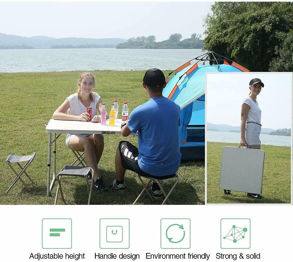 Nachtmarktstände-Tisch und Stehtisch, klappbarer Tisch und Stuhl, für Balkon, Outdoor, Picknick, Gri