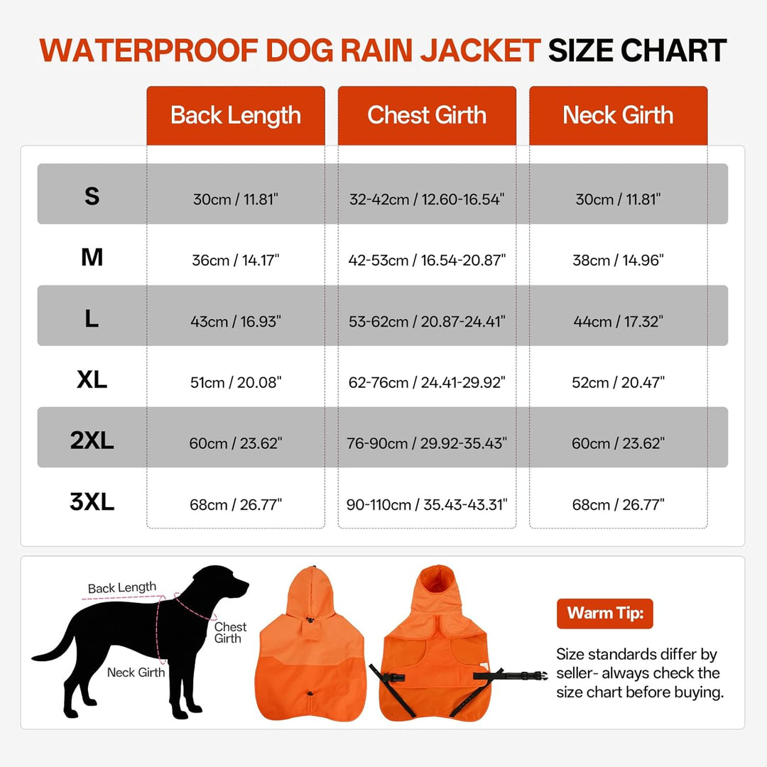 Hunde-Regenmantel für grosse Hunde mit Kapuze, wasserdicht, reflektierend, mit verstellbarem Kordelz