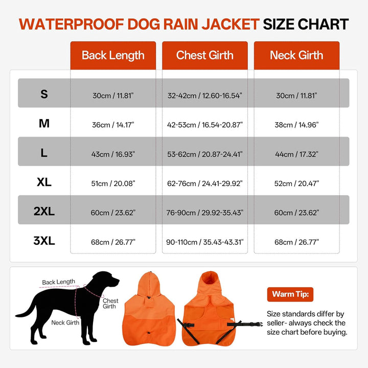Hunde-Regenmantel für grosse Hunde mit Kapuze, wasserdicht, reflektierend, mit verstellbarem Kordelz