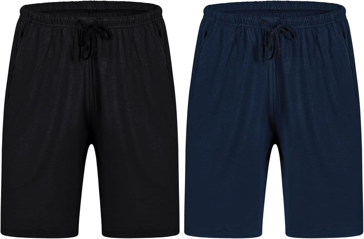 Chalier Cozy 2er Pack Pyjamahose Herren Kurz Modal Schlafanzughose Weich Verstellbare Taille, Beidse