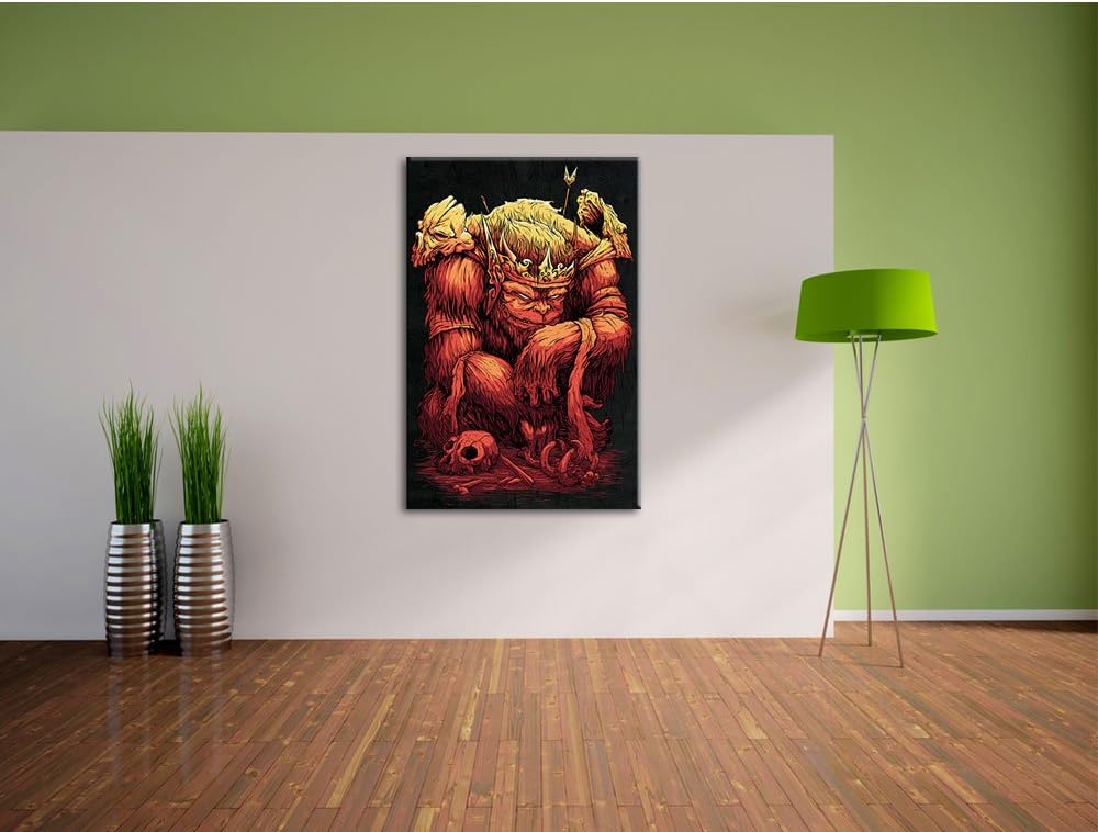 Dark King-Ape black Bild auf Leinwand, XXL riesige Bilder fertig gerahmt mit Keilrahmen, Kunstdruck