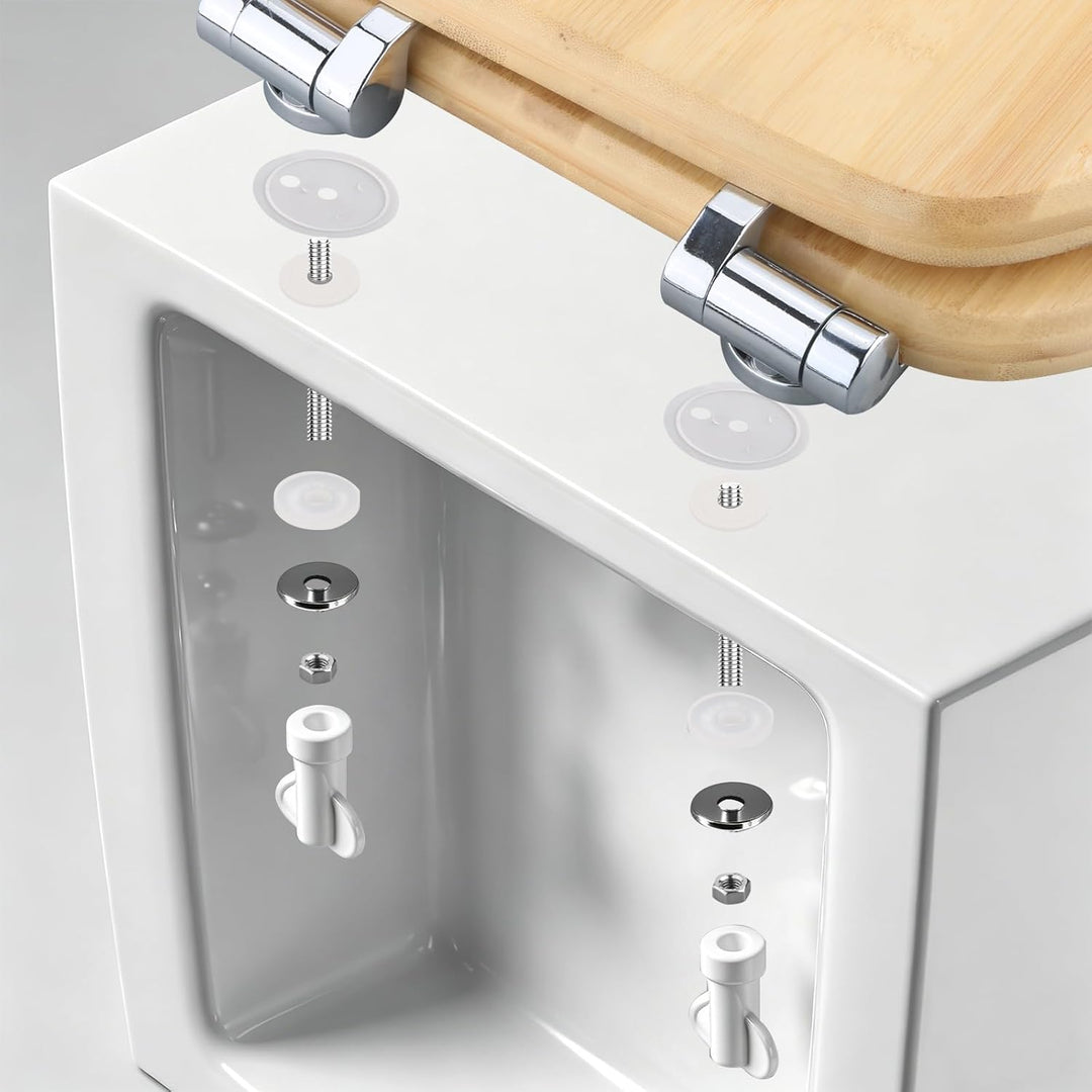 sanicomfort WC-Sitz Bambus mit Absenkautomatik | Toilettensitz aus Echtholz | Soft-Close | Antibakte