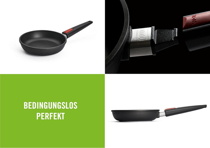 Woll Nowo Titanium Flachpfanne - Induktiv -, Ø 20 cm, 5 cm hoch, mit abnehmbarem Stiel - Geeignet fü