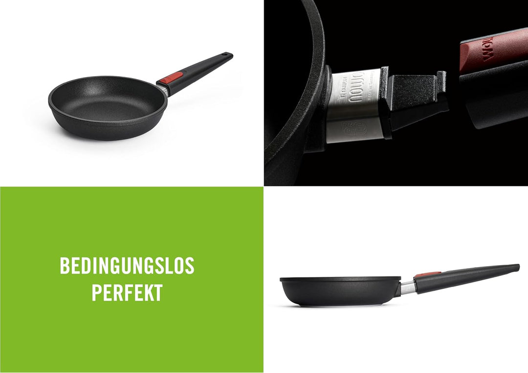Woll Nowo Titanium Flachpfanne, Ø 20 cm, 5 cm hoch, mit abnehmbarem Stiel-Geeignet für Ceran, Gas, E