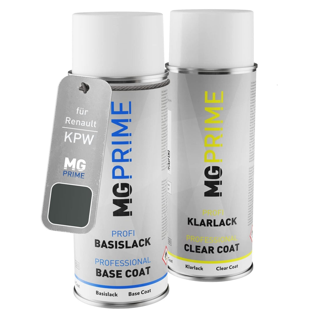 MG PRIME Autolack Sprühdosen Set für Renault KPW Gris Urban/Schiefer-Grau Basislack Klarlack Spraydo