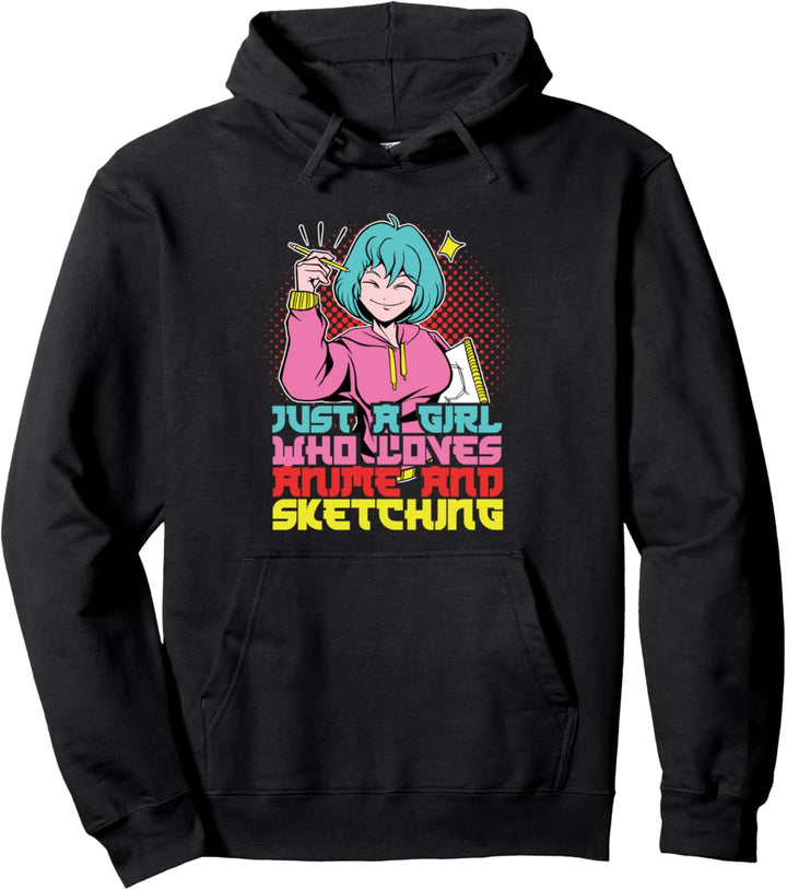 Nur ein Mädchen, das Anime liebt und Anime skizziert Pullover Hoodie
