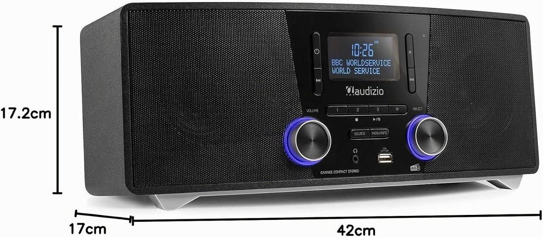 Audizio Cannes Stereo DAB Radio mit CD Player, Bluetooth Stereoanlage Kompaktanlage mit Fernbedienun