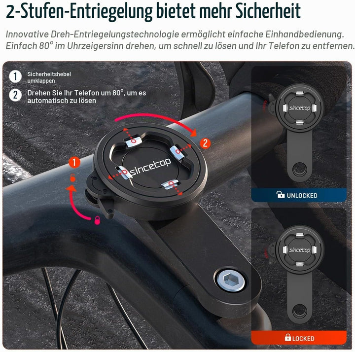 sincetop Bike Phone Mount für Mountain Bicycle, Universal Aluminium Rennrad Vorbaukappe Handyhalter,