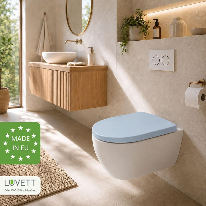 LUVETT® WC-Sitz mit Absenkautomatik C100 oval universell, Toilettendeckel mit 3 Edelstahl Montagelös