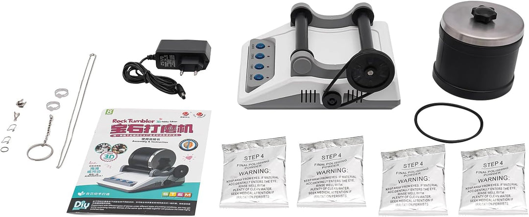 Deurqund Profi Poliertrommel 240V Steinpoliermaschine Tumbler Poliermaschine mit 4 Polierkörnungen &