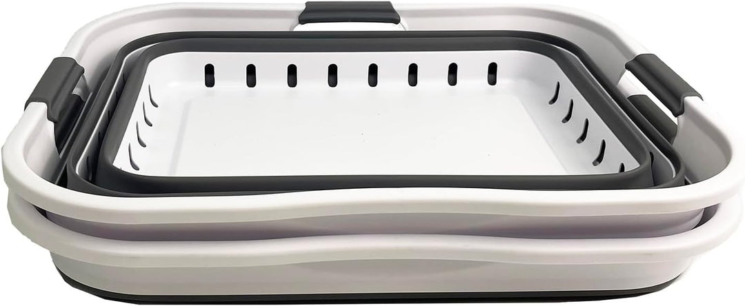 SAMMART 2er-Set 42L faltbarer Aufbewahrungskörbe/-behälter aus Kunststoff – zusammenklappbarer, plat