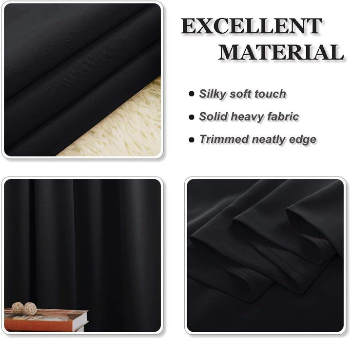 PONY DANCE Abdunkelnde Vorhänge Schlafzimmer Ösenvorhang 2er Set H 245 x B 140 cm Gardinen Schwarz B