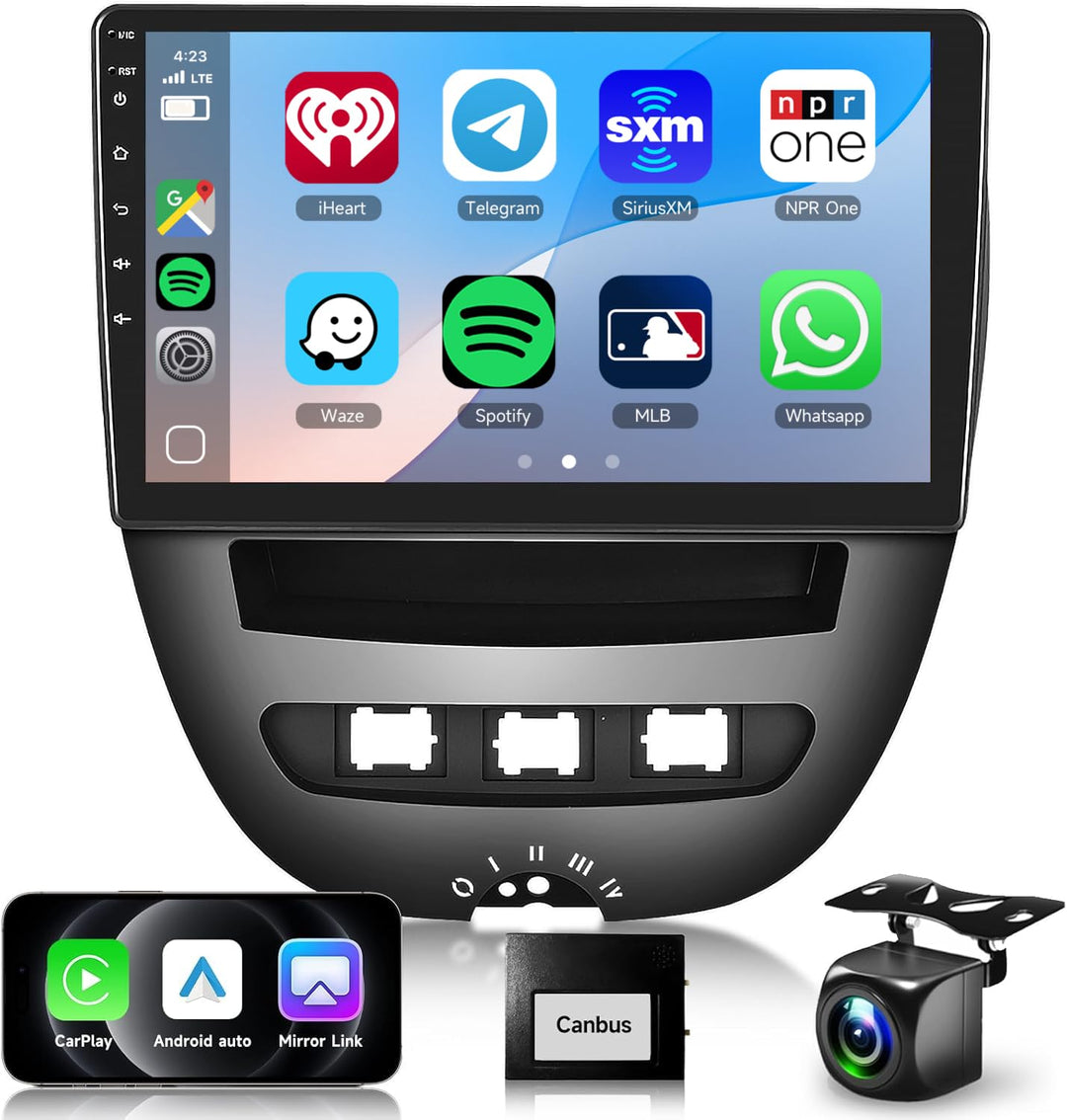 6G+128G Kabelloses Carplay-Autoradio für Peugeot 107/Citroen C1/Toyota Aygo mit 10,1 Zoll IPS-Touchs