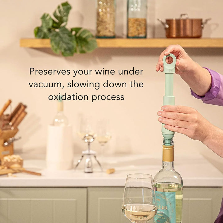 Vacu Vin Weinpumpe Loop - Vakuum Weinflaschenverschluss - 1 Pumpe 1 Stopper aus 98% Recyceltem Mater