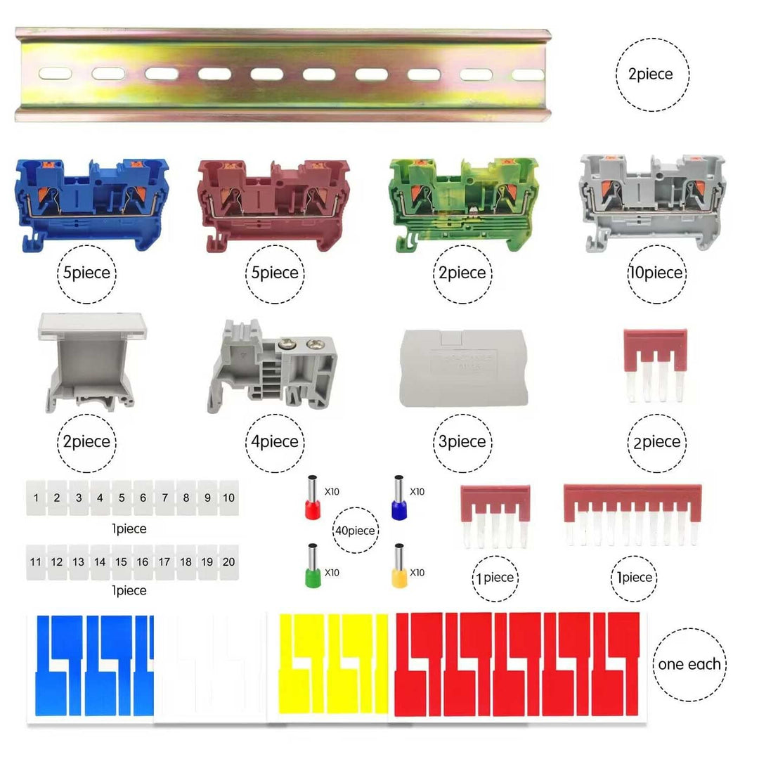 JINXIAN Reihenklemmen Hutschiene Klemmen PT-2,5 Durchgangsklemme Hutschiene Klemmleisten DIN-Schiene