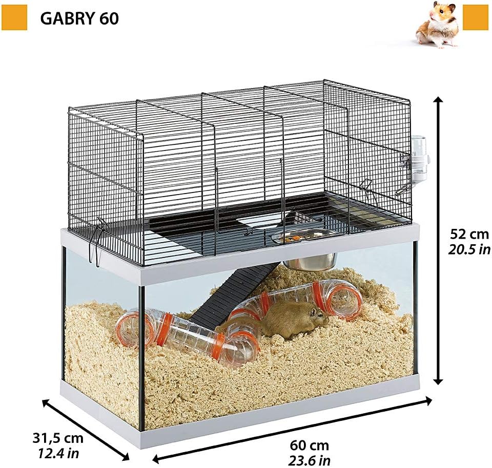 Ferplast Käfig für Rennmäuse GABRY 60 Kleine Nagetiere, Struktur auf zwei Etagen, Zubehör inklusive,