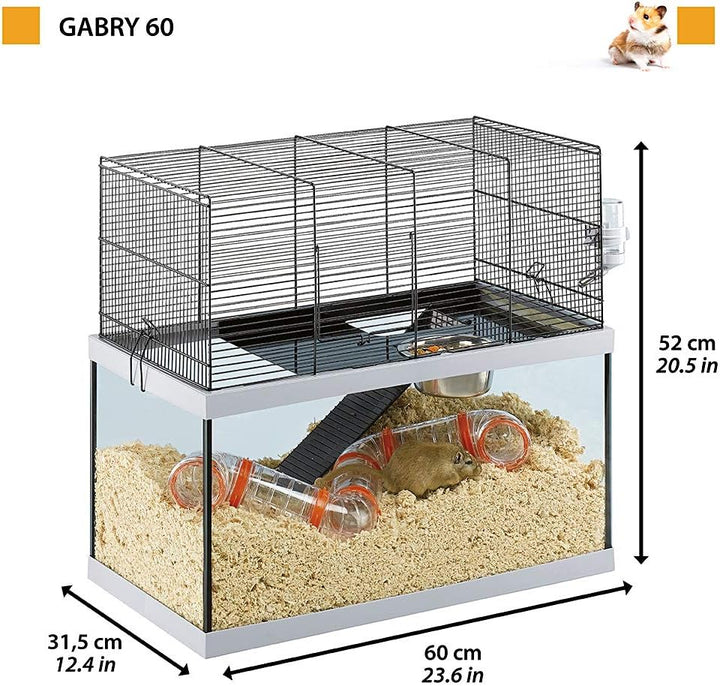 Ferplast Käfig für Rennmäuse GABRY 60 Kleine Nagetiere, Struktur auf zwei Etagen, Zubehör inklusive,