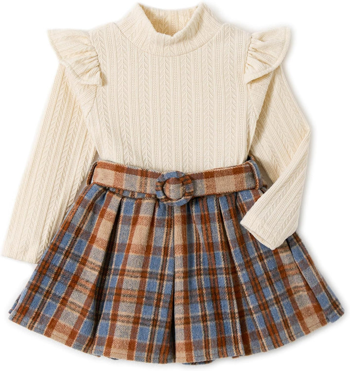 Miipat Kleinkind Mädchen Kleidung Set Mädchen Outfits Set Lange Ärmel Pullover Tops mit Mini Rock Se