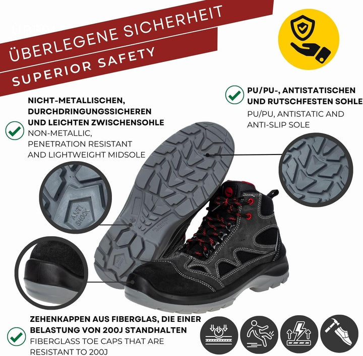 HELIX S3 SRC Schwarz Sicherheitsschuhe Stiefel - Arbeitsschuhe Herren S3 - S3 Sicherheitsschuhe Herr