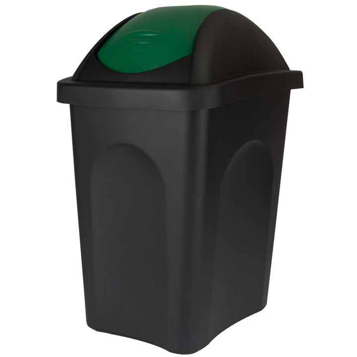 Mülleimer 30l schwarz grün eckig, Schwingdeckel Mülleimer Küche, Mülltonne, Abfalleimer Küche, Mistk