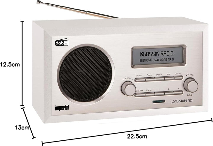 IMPERIAL DABMAN 30 Digitalradio (DAB+ / DAB / UKW, Aux In, inkl. Netzteil) weiss, Mono weiss Mono Si