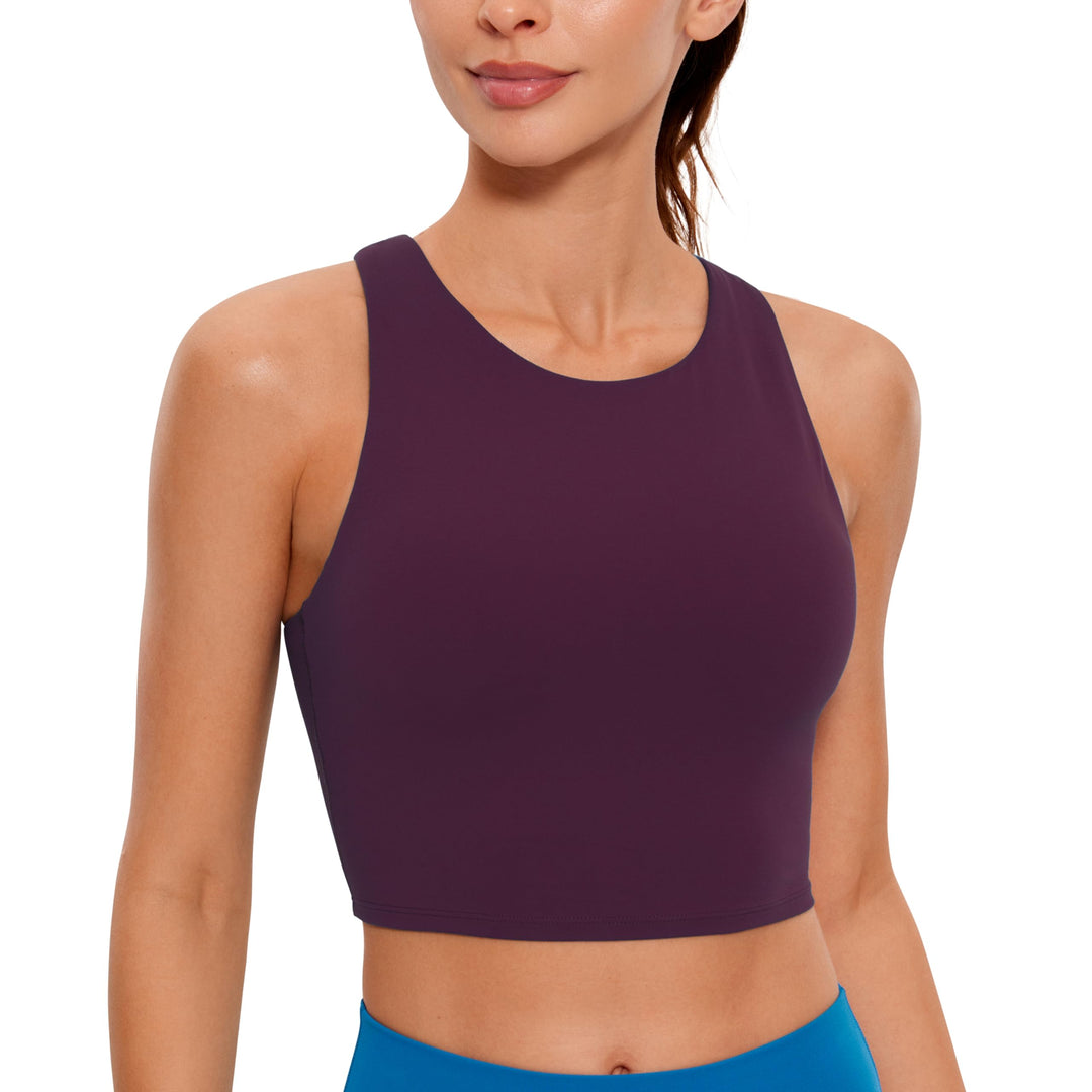 CRZ YOGA Damen Butterluxe Racerback Sport BH Gepolstert Ohne Bügel Crop Tops Longline Yoga Tank Top