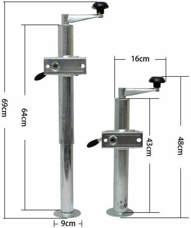 HGW 2er-Set Hubstütze Anhängerstütze mit Kurbel und Klemmhalter 1000 kg je Stütze