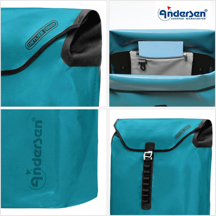 Andersen Shopper Royal mit Kugellager Alu klappbar mit Kugellagerrad Ø 25 cm und 49 Liter Tasche Ort