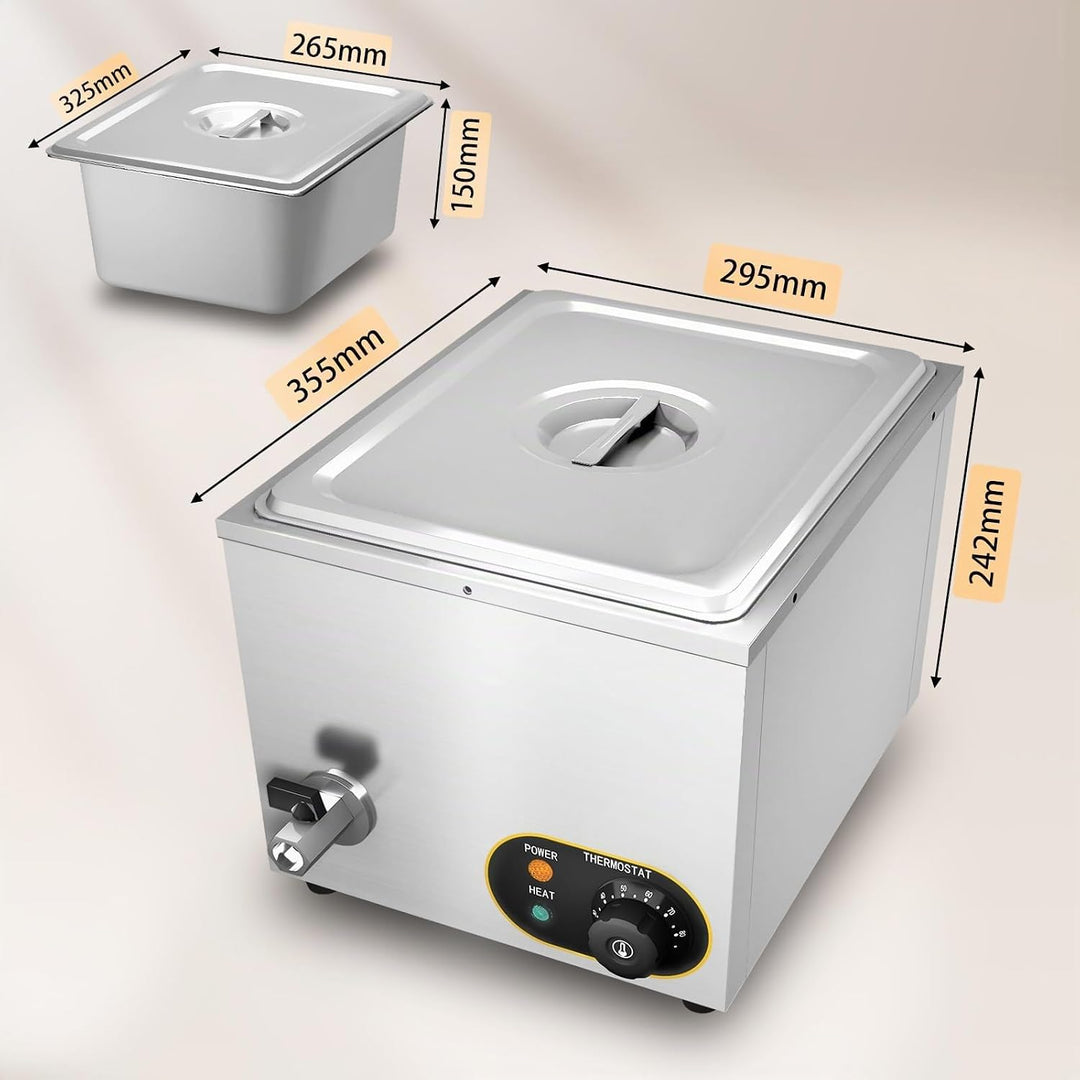 Elektrische Speisenwärmer Bain Marie Gastro GN-Behältern Warmhalter Edelstahl mit Ablaufhahn Elektri