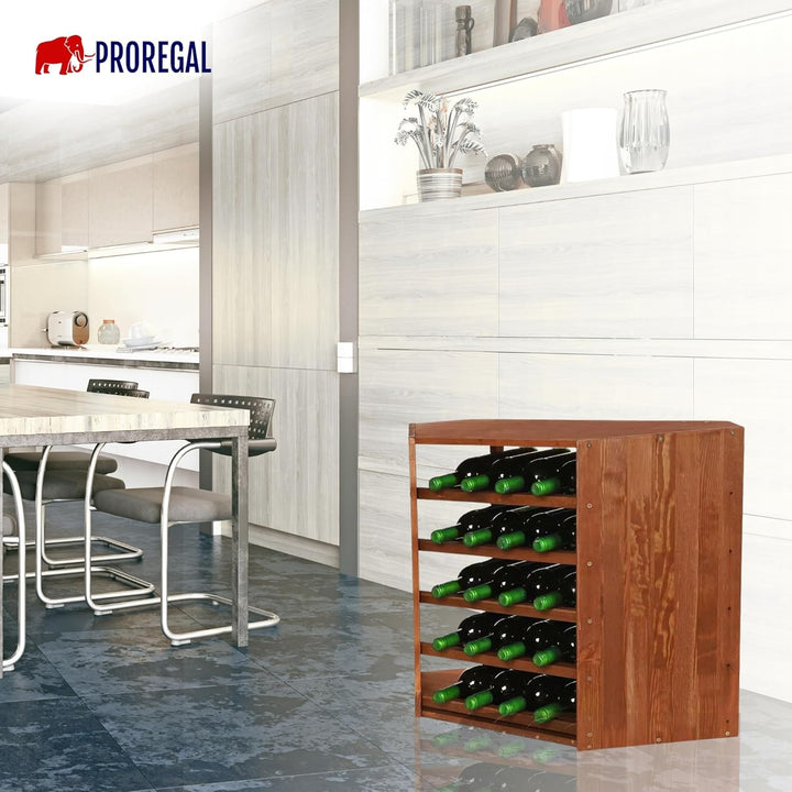 PROREGAL Modulares Weinregal VINCELLAR MOD | HxBxT 60x30x30cm | Eckmodul für 18 Flaschen | Massives