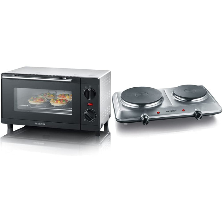 SEVERIN TO 2052 Back- und Toastofen (800 W, Inkl. Grillrost und Backblech, 9 L) silber /schwarz & Do