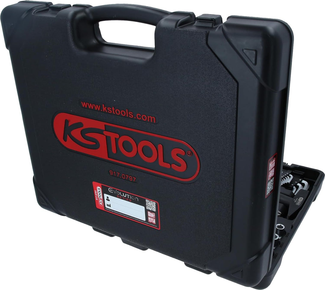 KS Tools 917.0797 1/4 Zoll + 1/2 Zoll Universal-Werkzeug-Satz | inklusive 2 Umschaltknarren, 72-Zahn