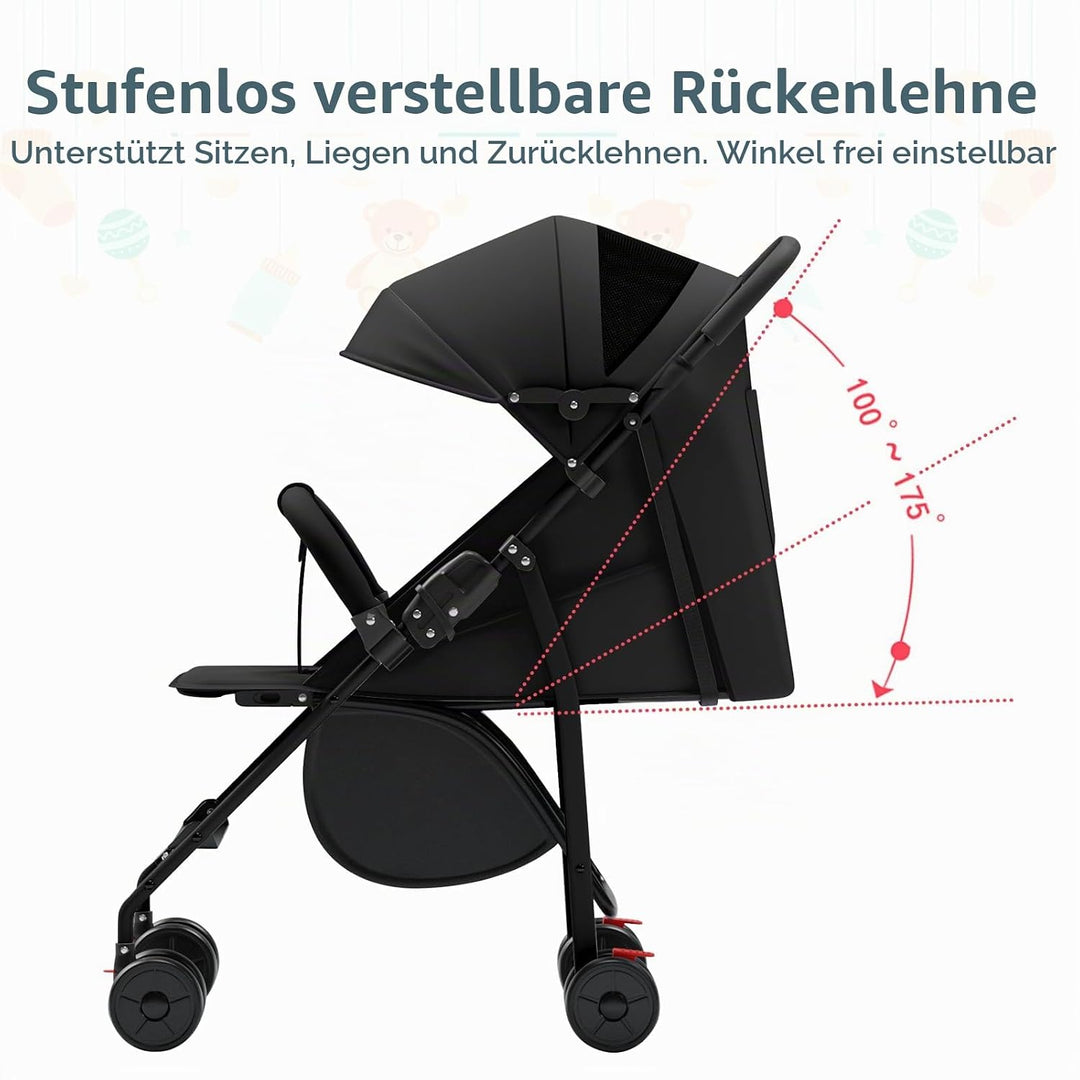 Buggy, 0-4 Jahre, 0-22 kg, leichter und kompakter Reisekinderwagen, verstellbare Rückenlehne, 5-Punk