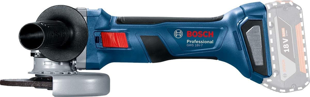Bosch Professional 18V System Akku Winkelschleifer GWS 18V-7 (115 mm Scheiben-Ø, inkl. Schutzhaube,