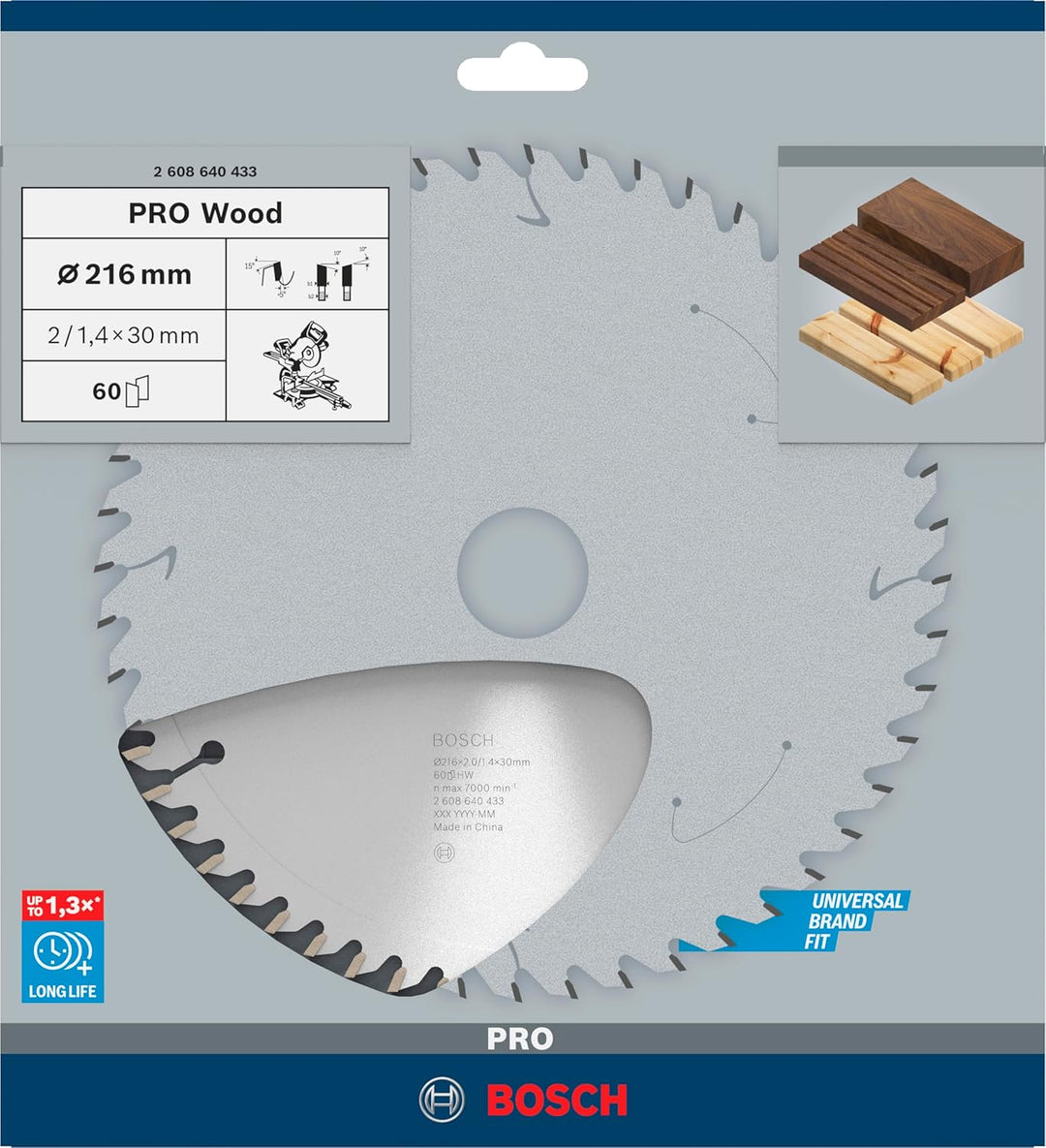 Bosch Professional Kreissägeblatt Optiline Wood (für Holz, 216 x 30 x 2 mm, 60 Zähne, Zubehör Kreiss