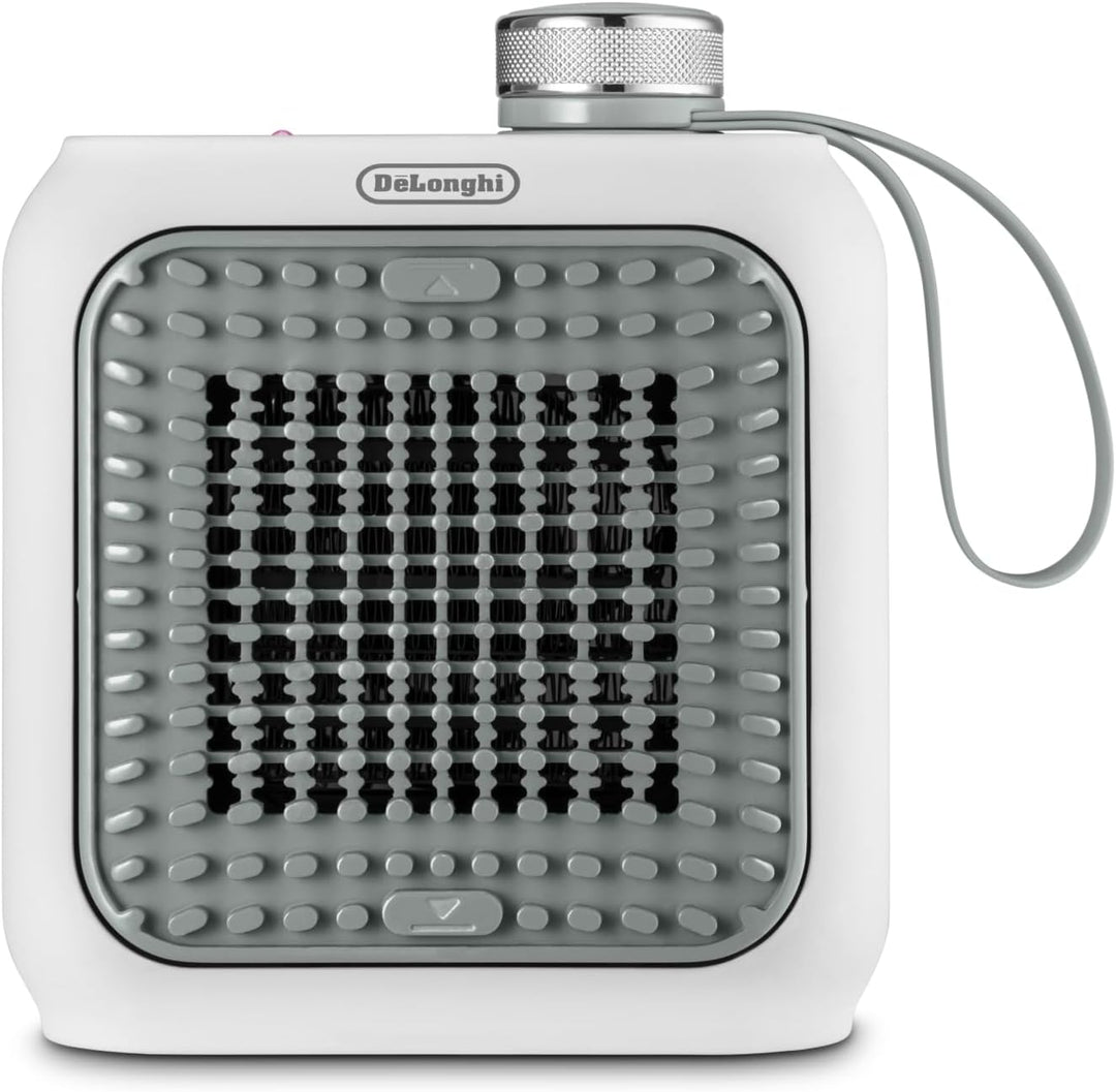 De'Longhi Capsule Desk Keramik-Heizlüfter HFX10B03.GR, leiser Mini-Schnellheizer, ausrichtbarem Gitt