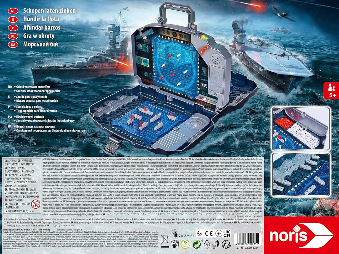 noris 606104435 Schiffe Versenken Light & Sound-Aktionsspiel für Die ganze Familie-Spielzeug ab 5