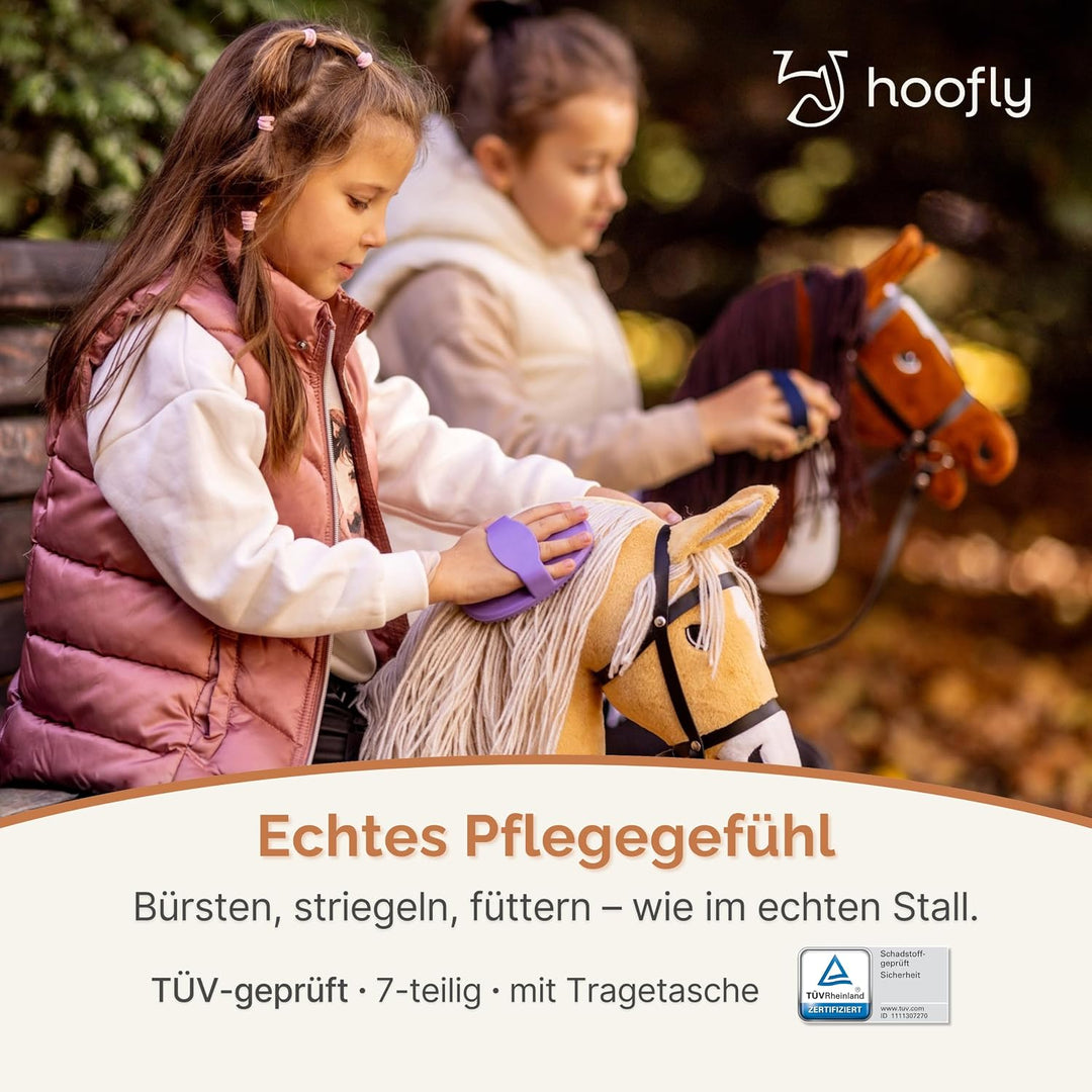 Hobby Horse Zubehör – Pflegeset für Kinder mit Tasche, Bürste, Striegel & Hufkratzer [TÜV geprüft] -