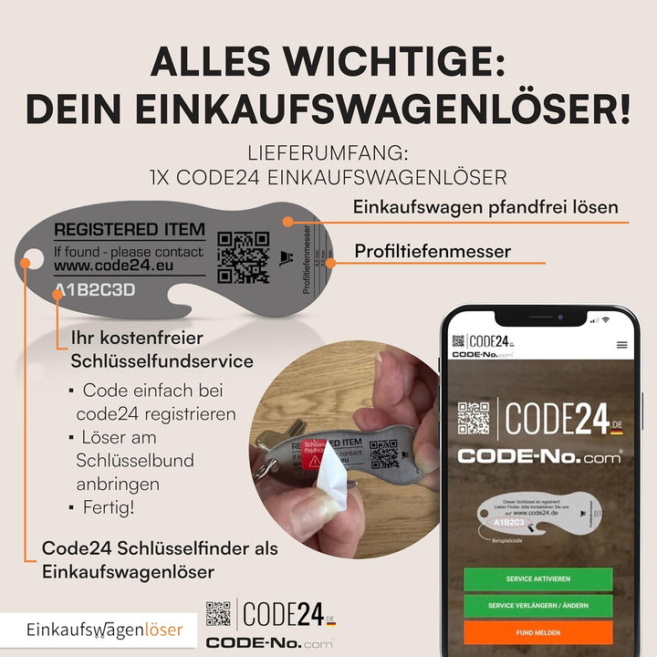 Einkaufswagenlöser Münze Schwarz (12 STK.) – funktionaler Schlüsselanhänger mit Einkaufswagenchip, F