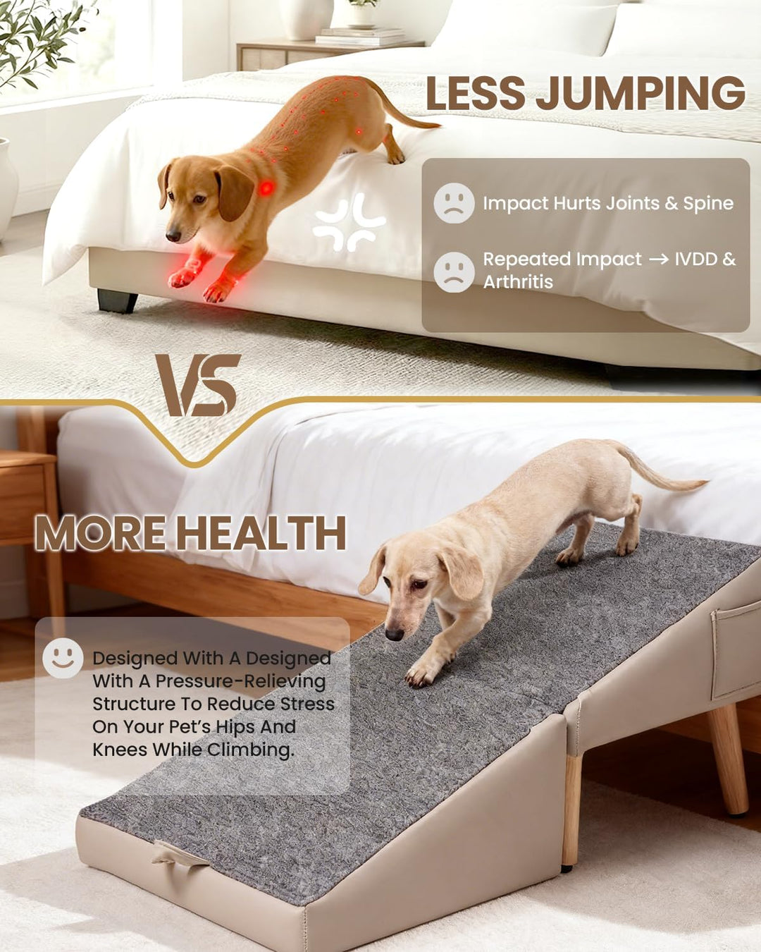Hunderampe für Sofa &amp; Bett, 2-in-1 Hundetreppe für kleine &amp; mittelgrosse Hunde Katzen, 40 cm Indoor-