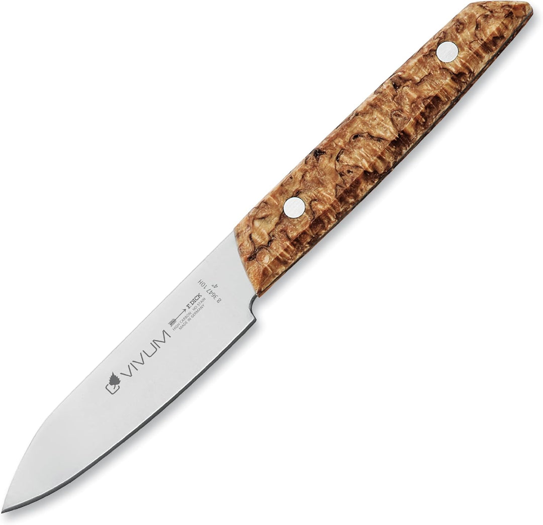 F.DICK Officemesser VIVUM (mit 10 cm Klinge, für feine Schneidarbeiten, mit Birkenholzgriff, 58 HRC,