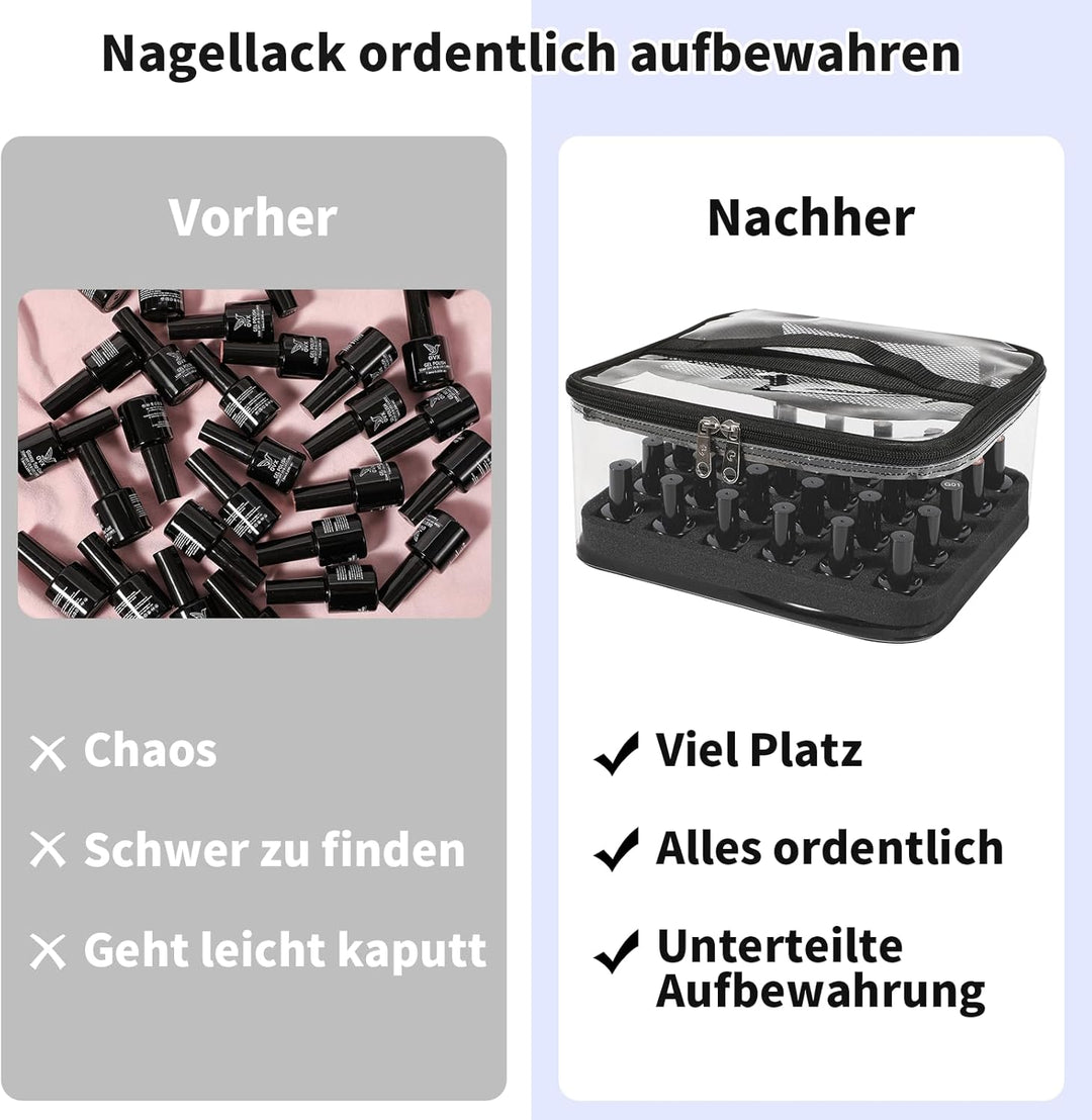 Nagellack Aufbewahrung für 30 Flaschen,Transparenter Nagellack Organizer & Kosmetikkoffer aus spritz