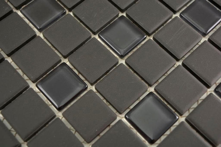 Mosaik Fliese Keramik schwarz unglasiert Glas für WAND BAD DUSCHE KÜCHE FLIESENSPIEGEL THEKENVERKLEI